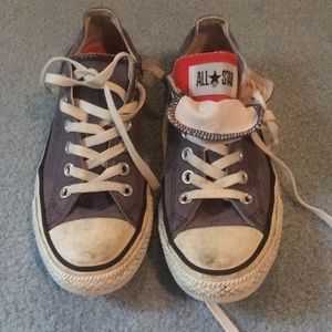 Blue Converse with red Tongue